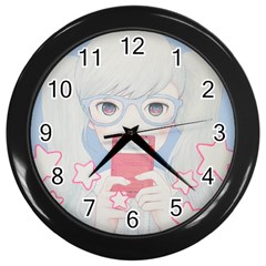 Gamegirl Girl Play With Star Wall Clocks (black) by kaoruhasegawa