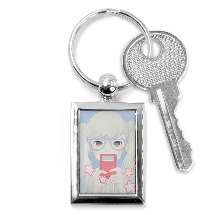 Gamegirl Girl Play with star Key Chains (Rectangle) 