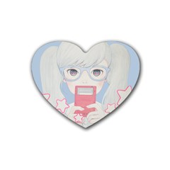 Gamegirl Girl Play With Star Heart Coaster (4 Pack)  by kaoruhasegawa