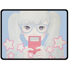 Gamegirl Girl Play With Star Fleece Blanket (large)  by kaoruhasegawa