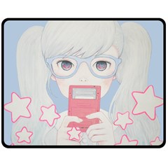 Gamegirl Girl Play With Star Double Sided Fleece Blanket (medium)  by kaoruhasegawa