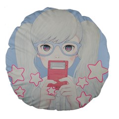 Gamegirl Girl Play With Star Large 18  Premium Flano Round Cushions by kaoruhasegawa