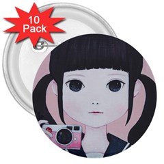 Smile Camare 3  Buttons (10 Pack)  by kaoruhasegawa