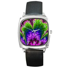 Amazing Special Fractal 25c Square Metal Watch by Fractalworld