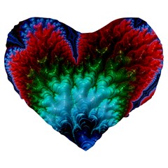 Amazing Special Fractal 25b Large 19  Premium Heart Shape Cushions