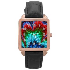 Amazing Special Fractal 25b Rose Gold Leather Watch 