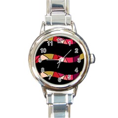 Abstract Waves Round Italian Charm Watch by Valentinaart