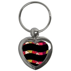 Abstract Waves Key Chains (heart)  by Valentinaart