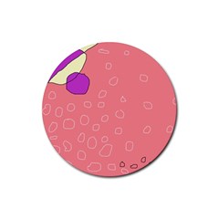 Pink Abstraction Rubber Coaster (round)  by Valentinaart