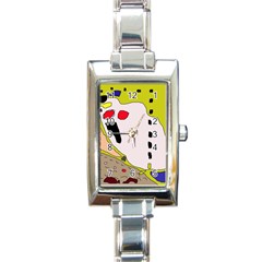 Yellow Abstraction Rectangle Italian Charm Watch by Valentinaart