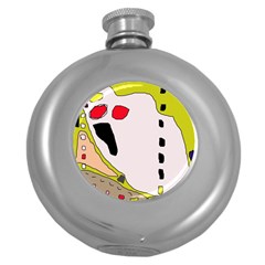 Yellow Abstraction Round Hip Flask (5 Oz) by Valentinaart