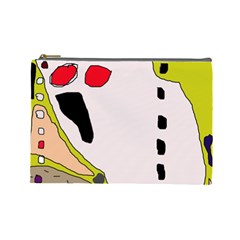 Yellow Abstraction Cosmetic Bag (large)  by Valentinaart