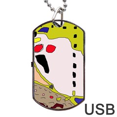 Yellow Abstraction Dog Tag Usb Flash (two Sides) 