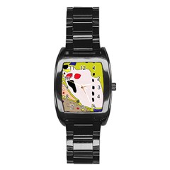 Yellow Abstraction Stainless Steel Barrel Watch by Valentinaart