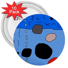 Blue Abstraction 3  Buttons (10 Pack)  by Valentinaart