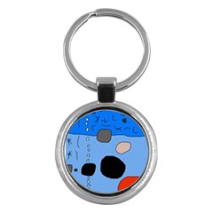 Blue Abstraction Key Chains (round)  by Valentinaart