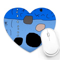 Blue Abstraction Heart Mousepads by Valentinaart