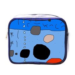 Blue Abstraction Mini Toiletries Bags by Valentinaart