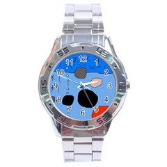 Blue Abstraction Stainless Steel Analogue Watch by Valentinaart