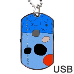 Blue Abstraction Dog Tag Usb Flash (one Side)