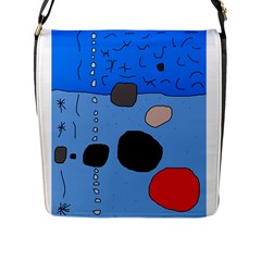 Blue Abstraction Flap Messenger Bag (l)  by Valentinaart