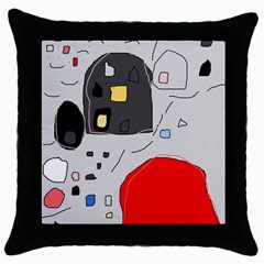 Playful Abstraction Throw Pillow Case (black) by Valentinaart