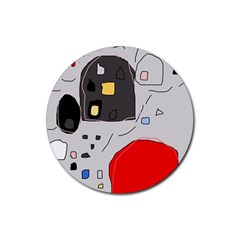 Playful Abstraction Rubber Coaster (round)  by Valentinaart