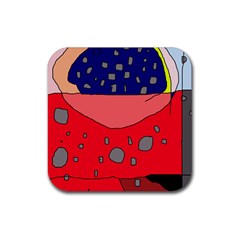 Playful Abstraction Rubber Coaster (square)  by Valentinaart