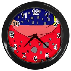 Playful Abstraction Wall Clocks (black) by Valentinaart