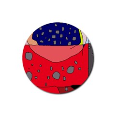 Playful Abstraction Rubber Coaster (round)  by Valentinaart