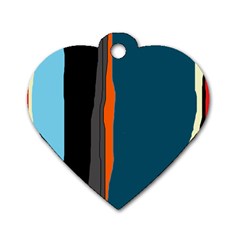 Colorful Lines  Dog Tag Heart (one Side) by Valentinaart