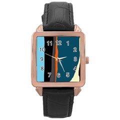 Colorful Lines  Rose Gold Leather Watch  by Valentinaart