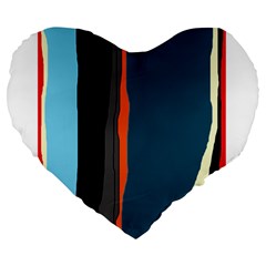 Colorful Lines  Large 19  Premium Flano Heart Shape Cushions