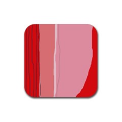 Red And Pink Lines Rubber Coaster (square)  by Valentinaart