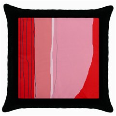 Red And Pink Lines Throw Pillow Case (black) by Valentinaart