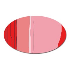 Red And Pink Lines Oval Magnet by Valentinaart