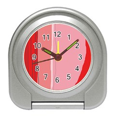 Red And Pink Lines Travel Alarm Clocks by Valentinaart