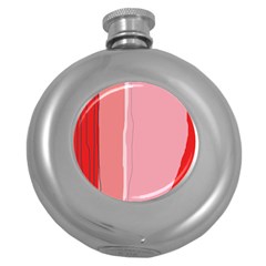 Red And Pink Lines Round Hip Flask (5 Oz) by Valentinaart