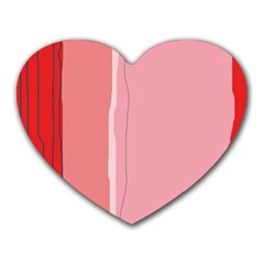 Red And Pink Lines Heart Mousepads by Valentinaart