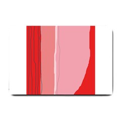 Red And Pink Lines Small Doormat  by Valentinaart