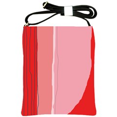 Red And Pink Lines Shoulder Sling Bags by Valentinaart