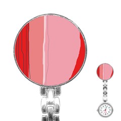 Red And Pink Lines Stainless Steel Nurses Watch by Valentinaart