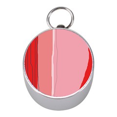 Red And Pink Lines Mini Silver Compasses