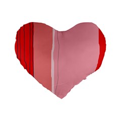 Red And Pink Lines Standard 16  Premium Flano Heart Shape Cushions by Valentinaart