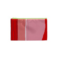 Red And Pink Lines Cosmetic Bag (xs) by Valentinaart