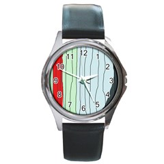 Decorative lines Round Metal Watch