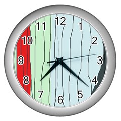 Decorative lines Wall Clocks (Silver) 