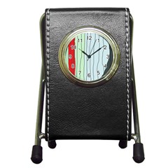 Decorative Lines Pen Holder Desk Clocks by Valentinaart