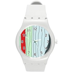 Decorative lines Round Plastic Sport Watch (M)