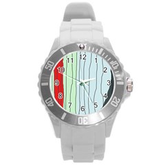 Decorative lines Round Plastic Sport Watch (L)